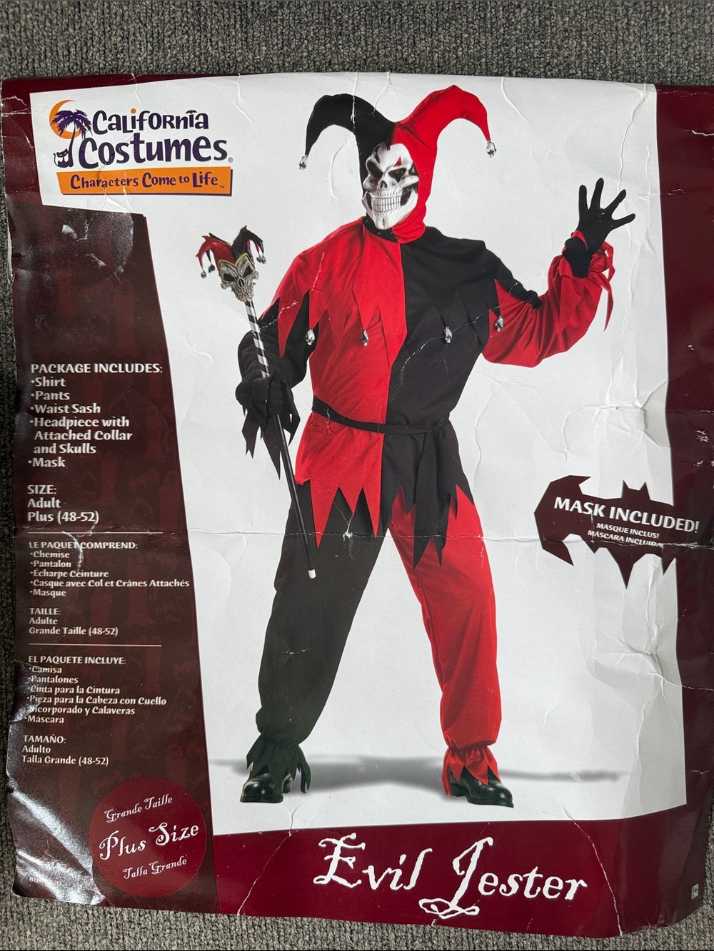Evil Jester Halloween Costume Adult Plus Size (XL) California Costumes